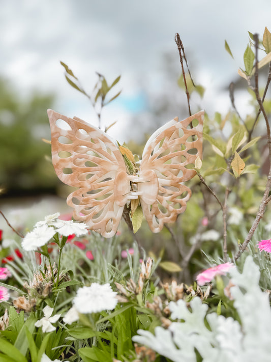 Toffee Rose Jumbo Butterfly Claw Clip